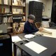 Artist-in-residence Teresa Jaynes researching in the Print Department, January 2015.