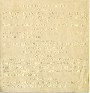 Braille-Grade One. United States, ca. 1917.