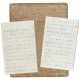 Manuscript letters signed “Jenny,” and pasteboard writing guide, late 19th century.